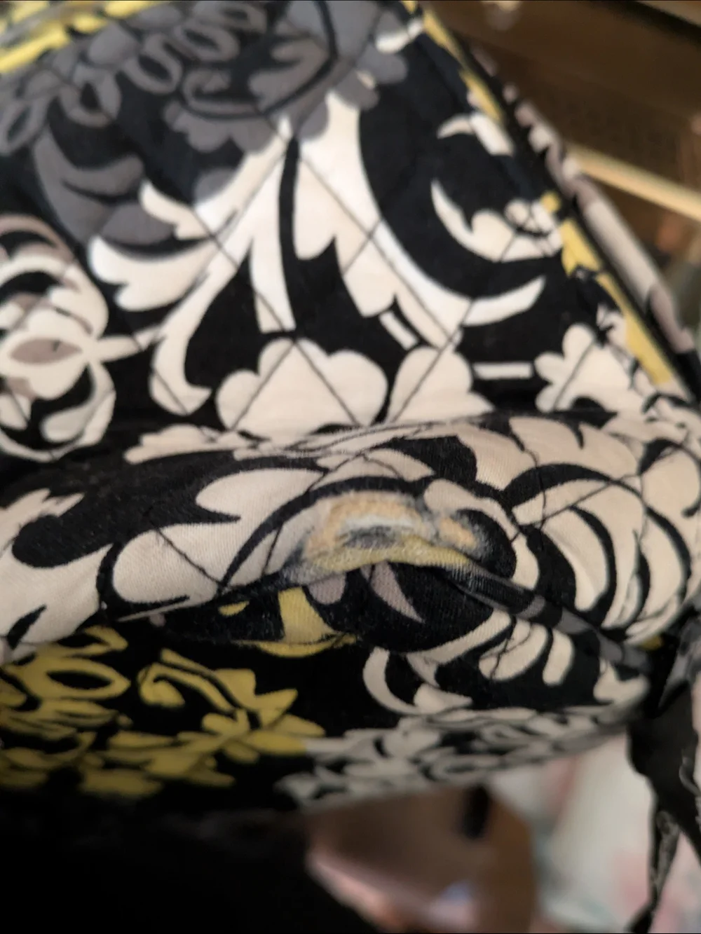 Vera Bradley Floral Quilted Tote in Black, Gray & Yellow